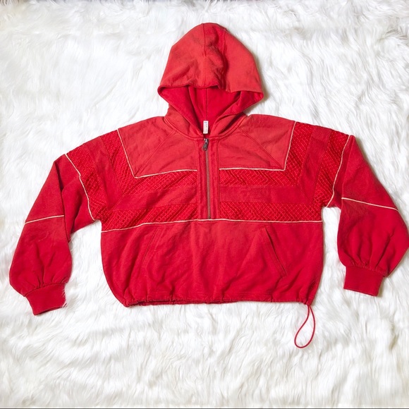 Free People Tops - 😍 RARE Free People RED Win Win Hoodie!!